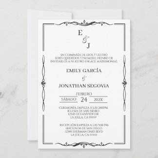 Invitación blanco y negro minimalista einladung