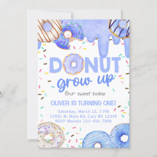 Invitación Blue donuts donut grow up boy invitatio Einladung