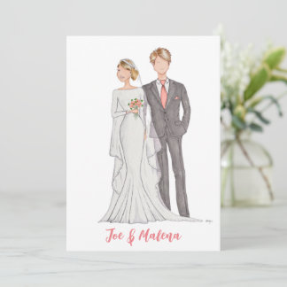 Invitación boda ilustracion hecha a mano einladung