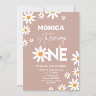 Invitación Boho Daisies One Birthday Party invitat Einladung