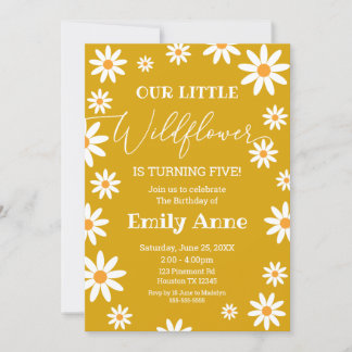 Invitación Boho Daisies Wildflower Birthday party  Einladung