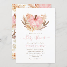 Invitación Boho Pampas Pumpkin pink baby shower Einladung