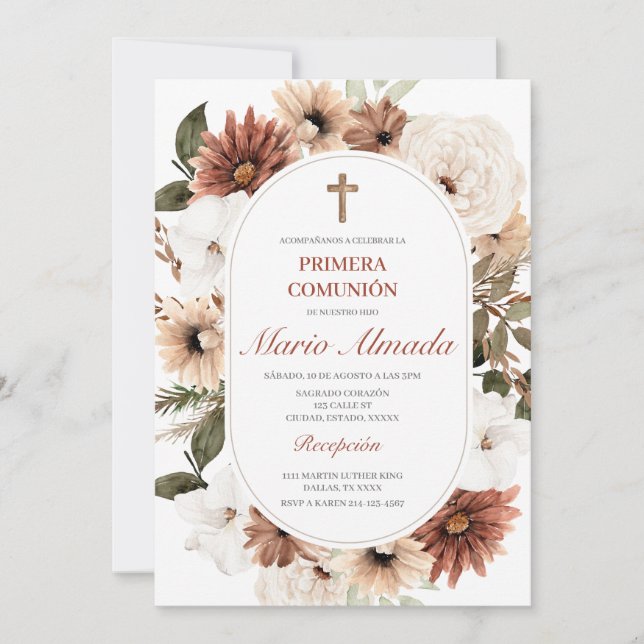 Invitación boho primera comunión einladung (Vorderseite)