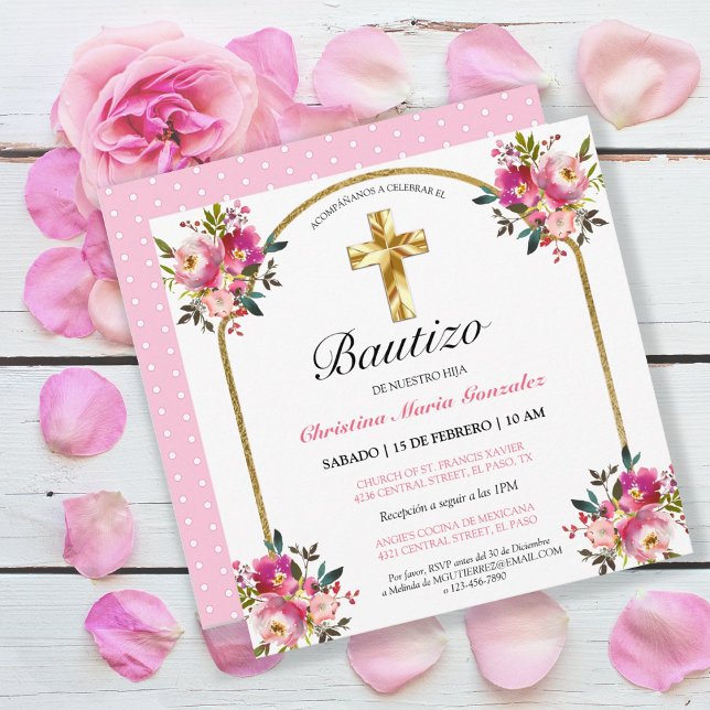Invitación Bonita Del Bautismo De La Cruz del Oro Karte (Von Creator hochgeladen)