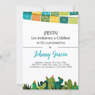 Invitación cactus bunting fiesta für männlich, hom einladung