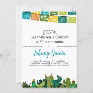 Invitación cactus bunting fiesta für männlich, hom einladung