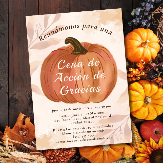 Invitación Cena de Acción de Gracias Linda Einladung (Von Creator hochgeladen)