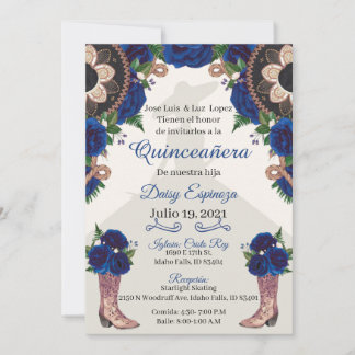 Invitación Charra Quinceanera Einladung, Royal bl. Einladung