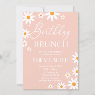 Invitación Daisies Birthday Brunch Party Pink Invi Einladung