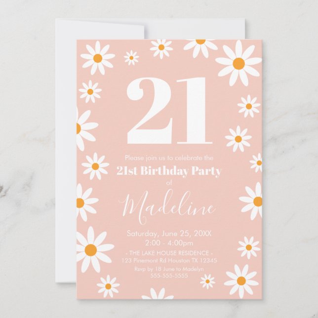 Invitación Daisies pink Birthday Party Invitation  Einladung (Vorderseite)