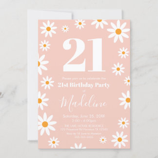 Invitación Daisies pink Birthday Party Invitation  Einladung