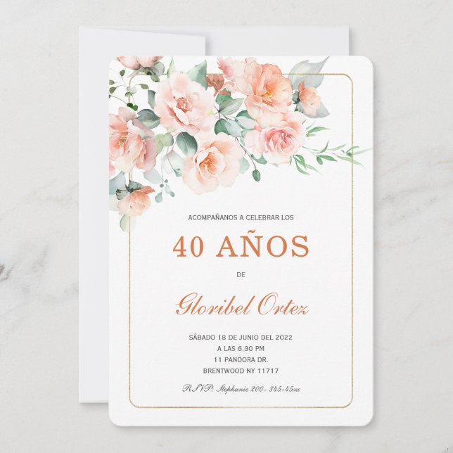 Invitación de 40 Años Mujer Einladung (Vorderseite)