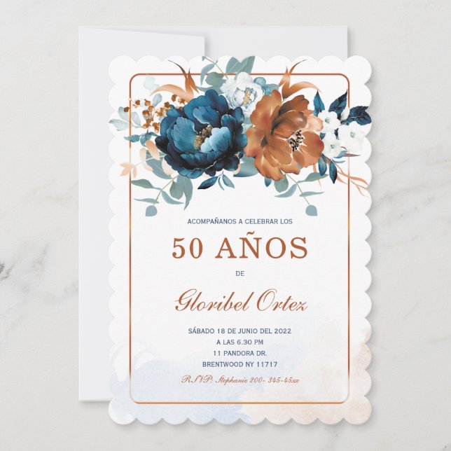 Invitación de 50 Años Mujer Einladung (Vorderseite)