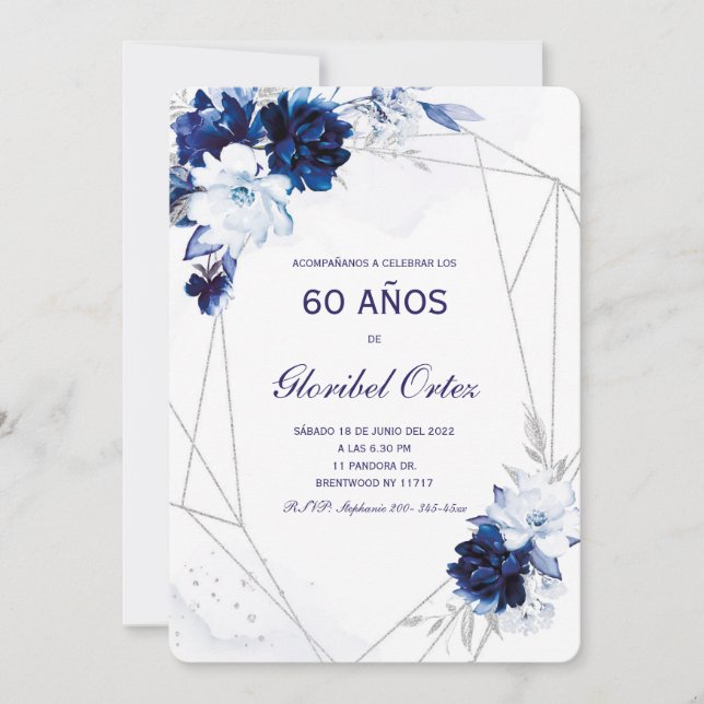 Invitación de 60 Años Mujer Einladung (Vorderseite)