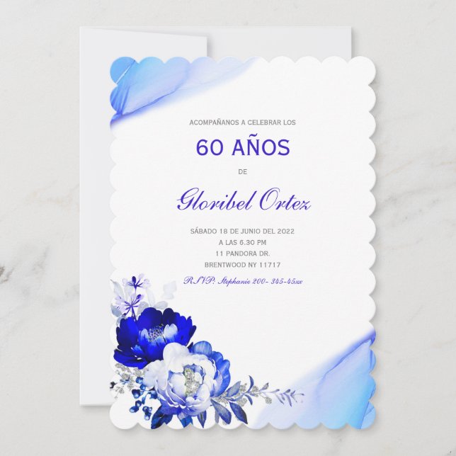 Invitación de 60 Años Mujer Einladung (Vorderseite)