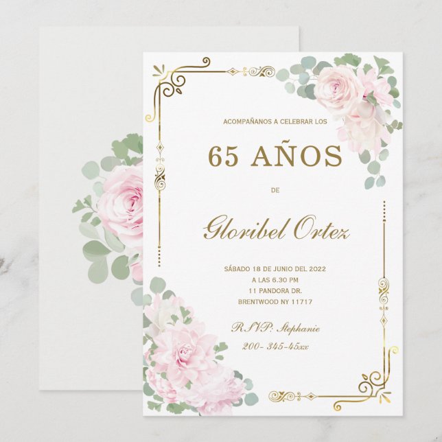 Invitación de 65 Años Mujer Einladung (Vorne/Hinten)