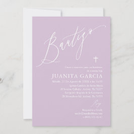 Invitación de bautismo de niña púrpura einladung