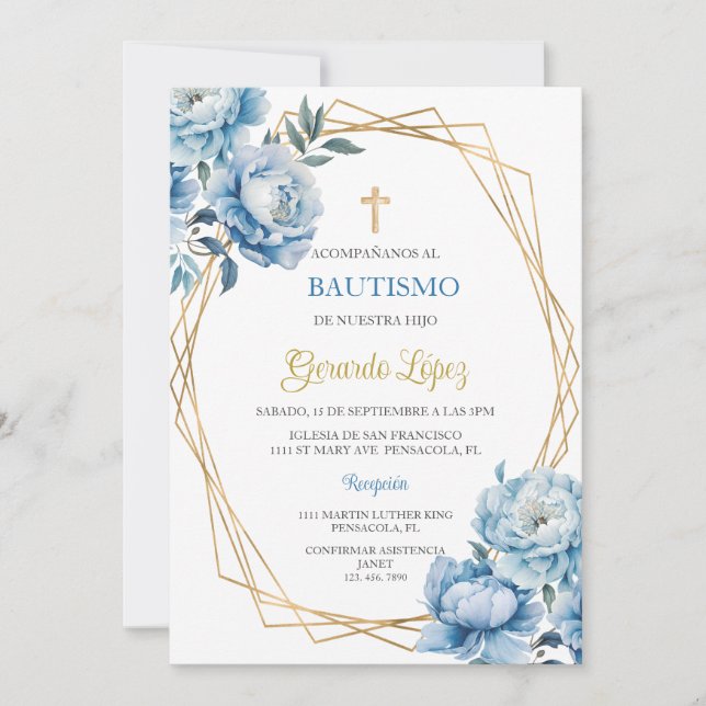 Invitación de bautismo para niño einladung (Vorderseite)