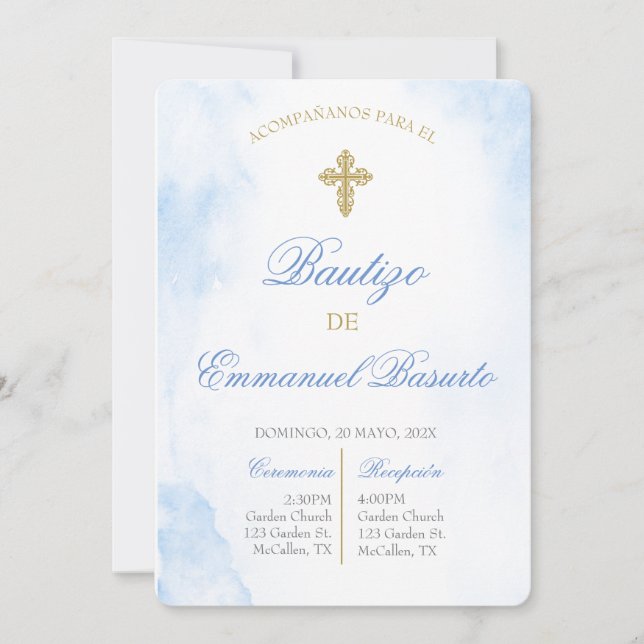 Invitación de bautismo para niño einladung (Vorderseite)