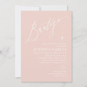 Invitación de bautizo de niña rosa polvorienta einladung