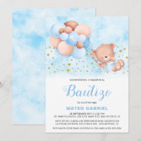 Invitación de Bautizo para Niño con Oso Taufe