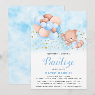 Invitación de Bautizo para Niño con Oso Taufe Einladung