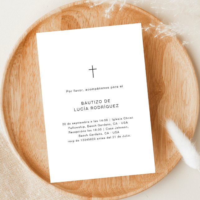 invitación de bautizo sencilla en blanco y negro einladung (Von Creator hochgeladen)