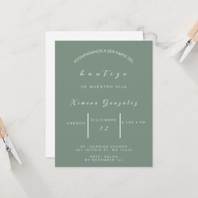 Invitacion de bautizo Spanisch Einladung (Vorderseite/Rückseite Beispiel)