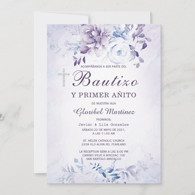 Invitación de Bautizo Y Primer Añito Einladung (Vorderseite)