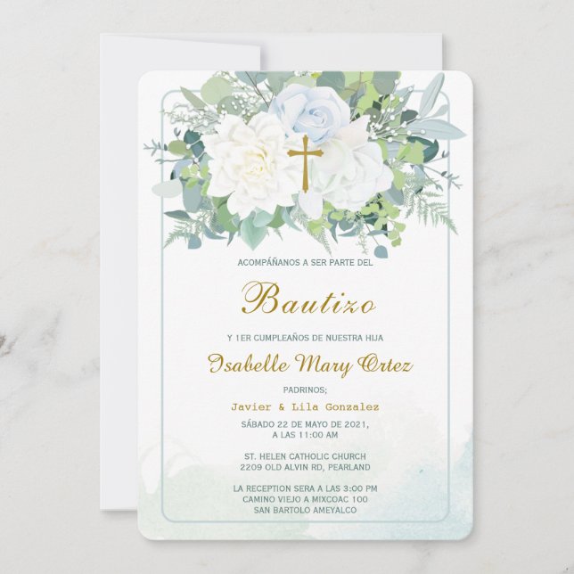 Invitación de Bautizo Y Primer Añito Einladung (Vorderseite)