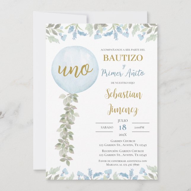 Invitación de Bautizo y primer año en español Einladung (Vorderseite)