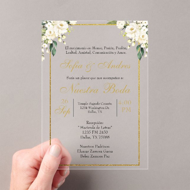 Invitación de boda acrílico acryleinladungen (Insitu (Handheld))