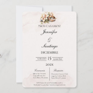 Invitación de boda beige con anillo einladung