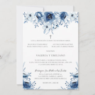 Invitación de Boda Catolica Azul Marino Wedding Einladung