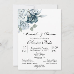 Invitación de boda con flor azul einladung