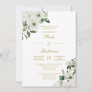 Invitación de boda con flor blanca einladung