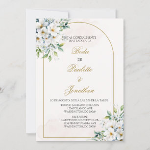 Invitacion de boda con ramo blanco einladung