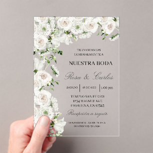Invitacion de boda de flor hortensia acryleinladungen