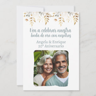 Invitación de boda de oro de 50 años con foto einladung