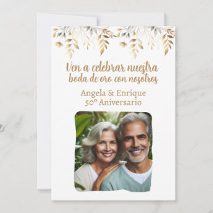 Invitación de boda de oro de 50 años con foto einladung