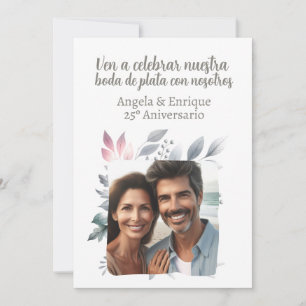 Invitación de boda de plata de 25 años con foto einladung