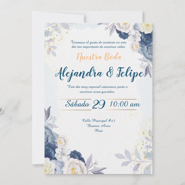 Invitación de Boda Elegante y Personalizada Einladung (Vorderseite)