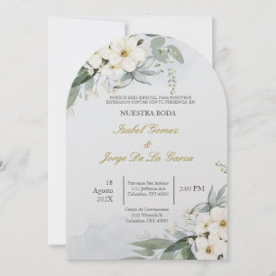 Invitacion de boda en espanol con flor blanca einladung