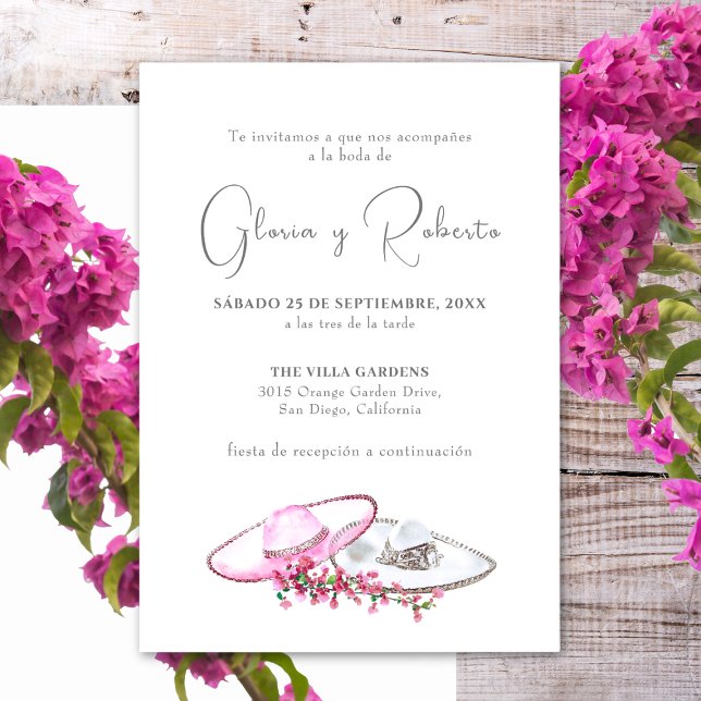 Invitación de Boda en Español Flores Sombreros Einladung (Von Creator hochgeladen)