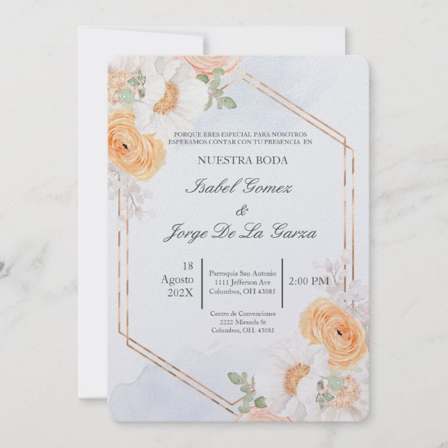 Invitacion de boda en espanol tema primavera einladung (Vorderseite)