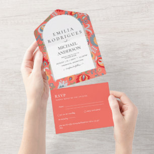 Invitación de Boda Español Inglés UAwg FOLKART All In One Einladung