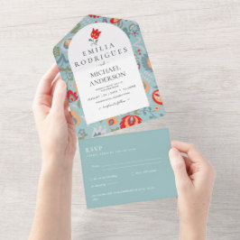 Invitación de Boda Español Inglés UAwg FOLKART All In One Einladung