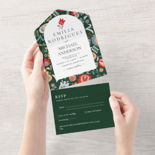 Invitación de Boda Español Inglés UAwg FOLKART All In One Einladung