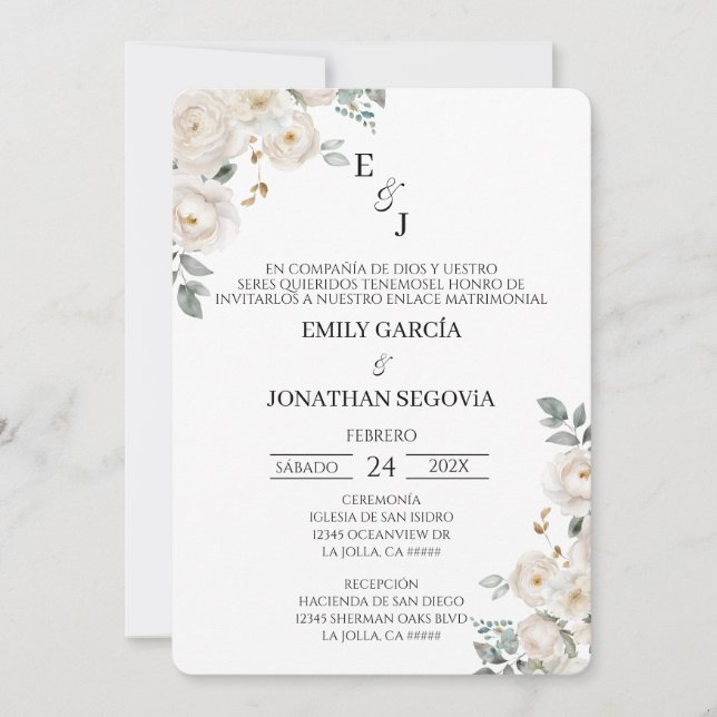 Invitación de boda flor blanca  einladung (Vorderseite)