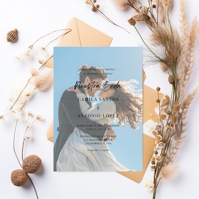 Invitación De Boda Foto Descolorida Caligrafía Einladung (Von Creator hochgeladen)